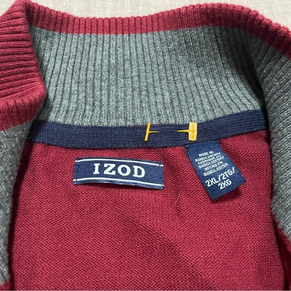 Izod Men's Burgundy Quarter Zip-Up Sweater Size XXL Classic Americana Golf - Picture 3 of 6